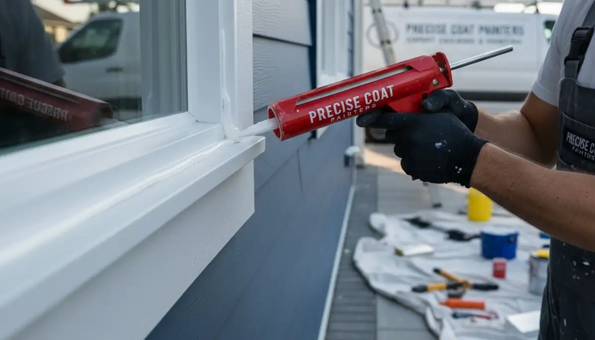 Professional caulking and sealing on San Diego, CA home exterior protecting against water and air leaks