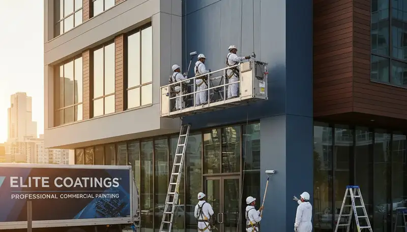 Commercial building exterior painting by professional painters in San Diego, CA