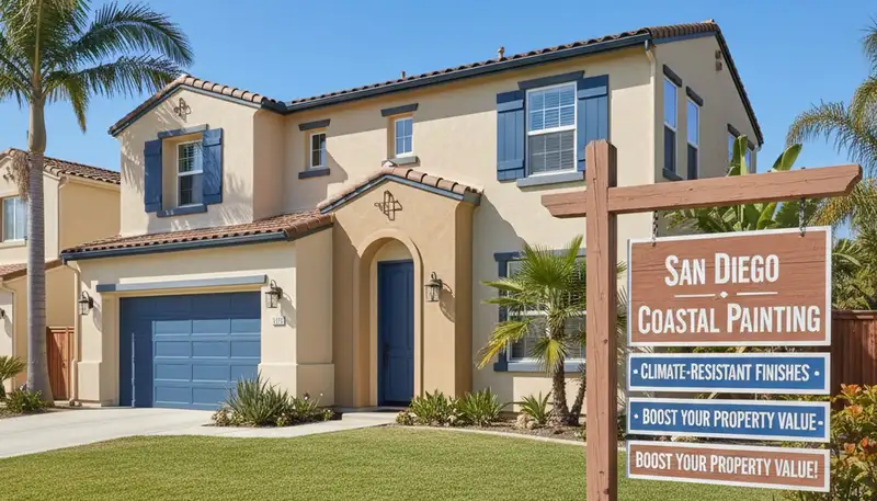 Freshly painted San Diego home exterior with smooth, durable coastal-protective finish by local painters