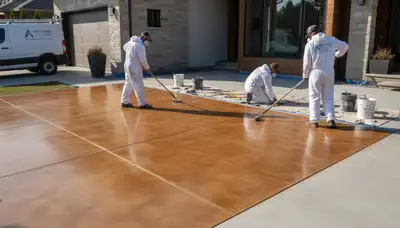 Professional concrete staining on patio surface in San Diego, CA by local painting experts