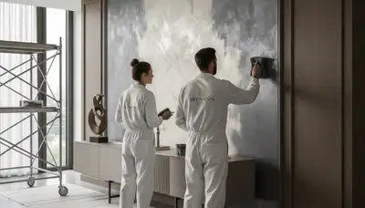 Professional faux painting and decorative wall finishes in a modern San Diego, CA home interior
