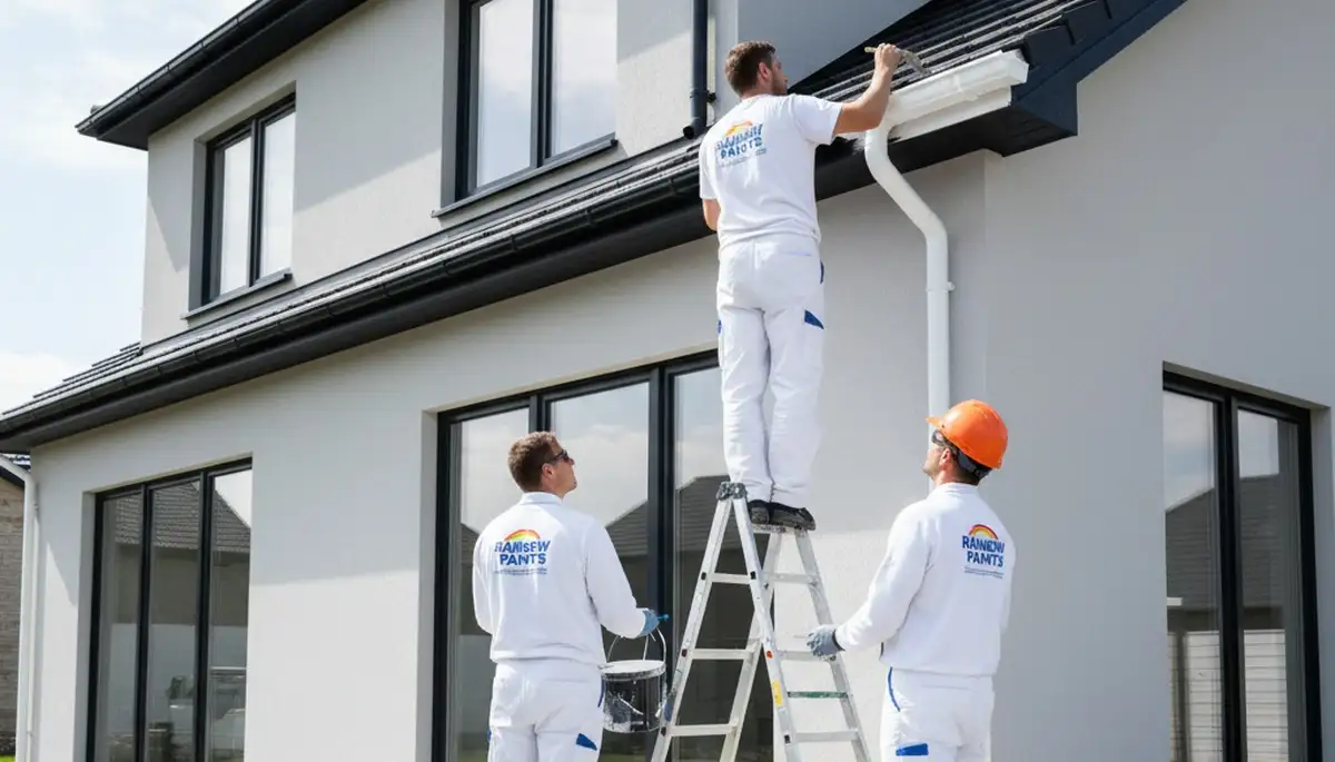 Professional gutter painting on coastal home in San Diego, CA by expert house painters