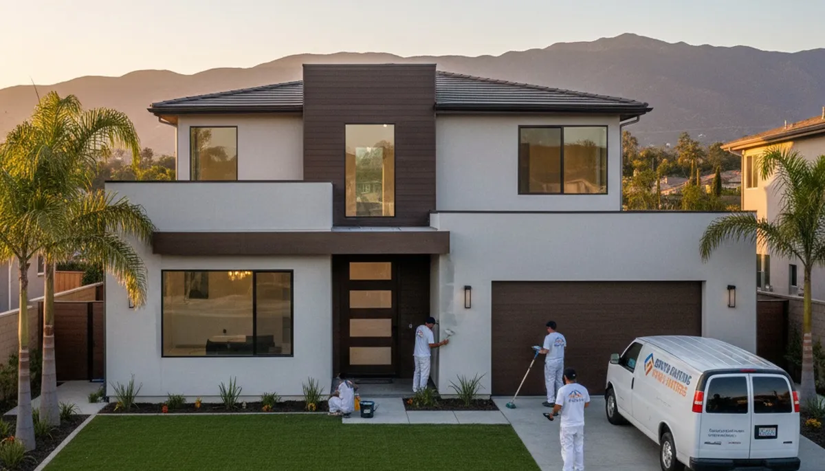 House painters in San Diego, CA painting a residential home exterior