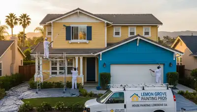 Professional house painters transforming home exterior in San Diego, CA