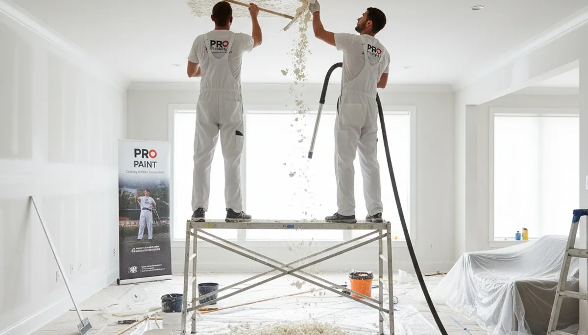 Professional popcorn ceiling removal in San Diego, CA home by expert local painters