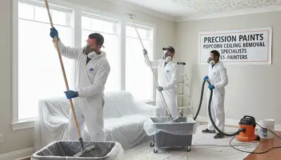 Professional popcorn ceiling removal in San Diego, CA home by expert painters