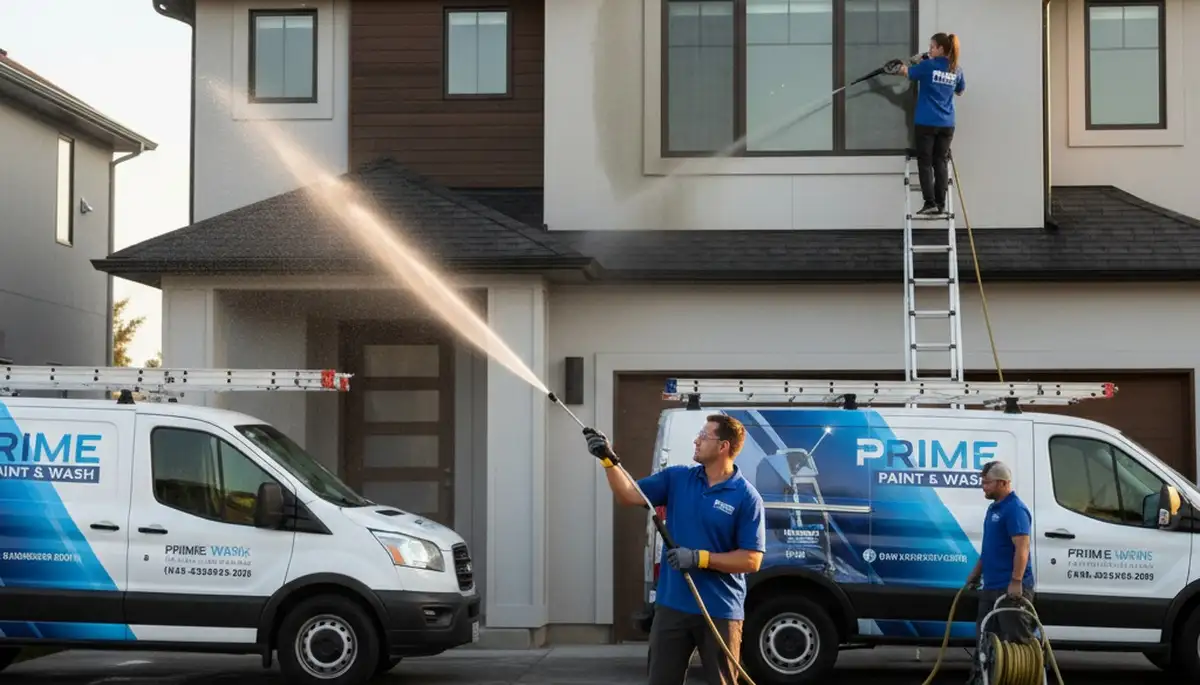 Professional pressure cleaning for stucco home exterior in San Diego, CA by expert painting contractors