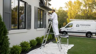 Professional shutter painting and refinishing on a coastal home in San Diego, CA