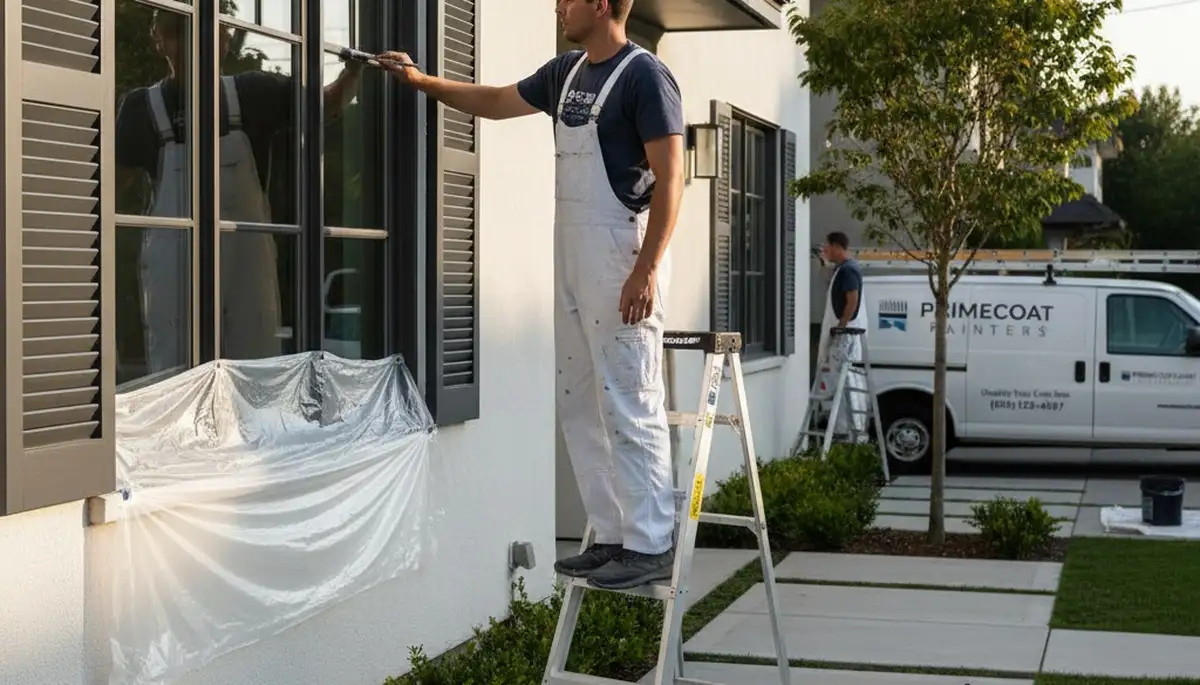 Professional shutter painting and refinishing on a coastal home in San Diego, CA
