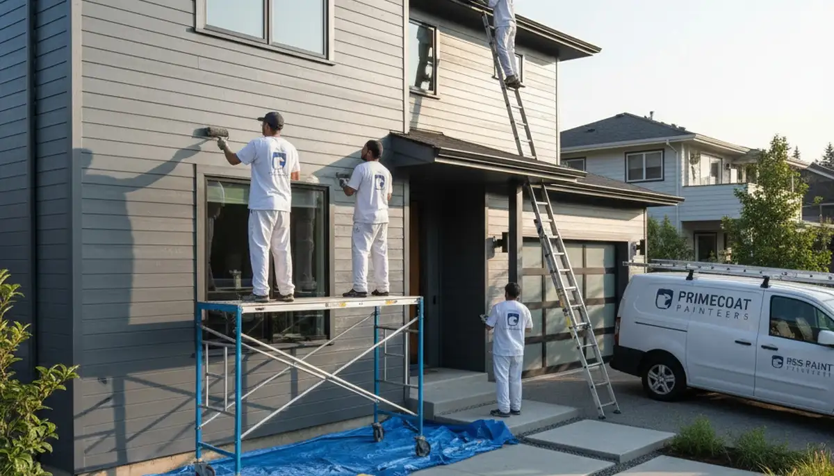 Professional siding painting on a coastal stucco home in San Diego, CA by expert house painters