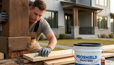 Professional wood rot repair on coastal home exterior in San Diego, CA by expert painters